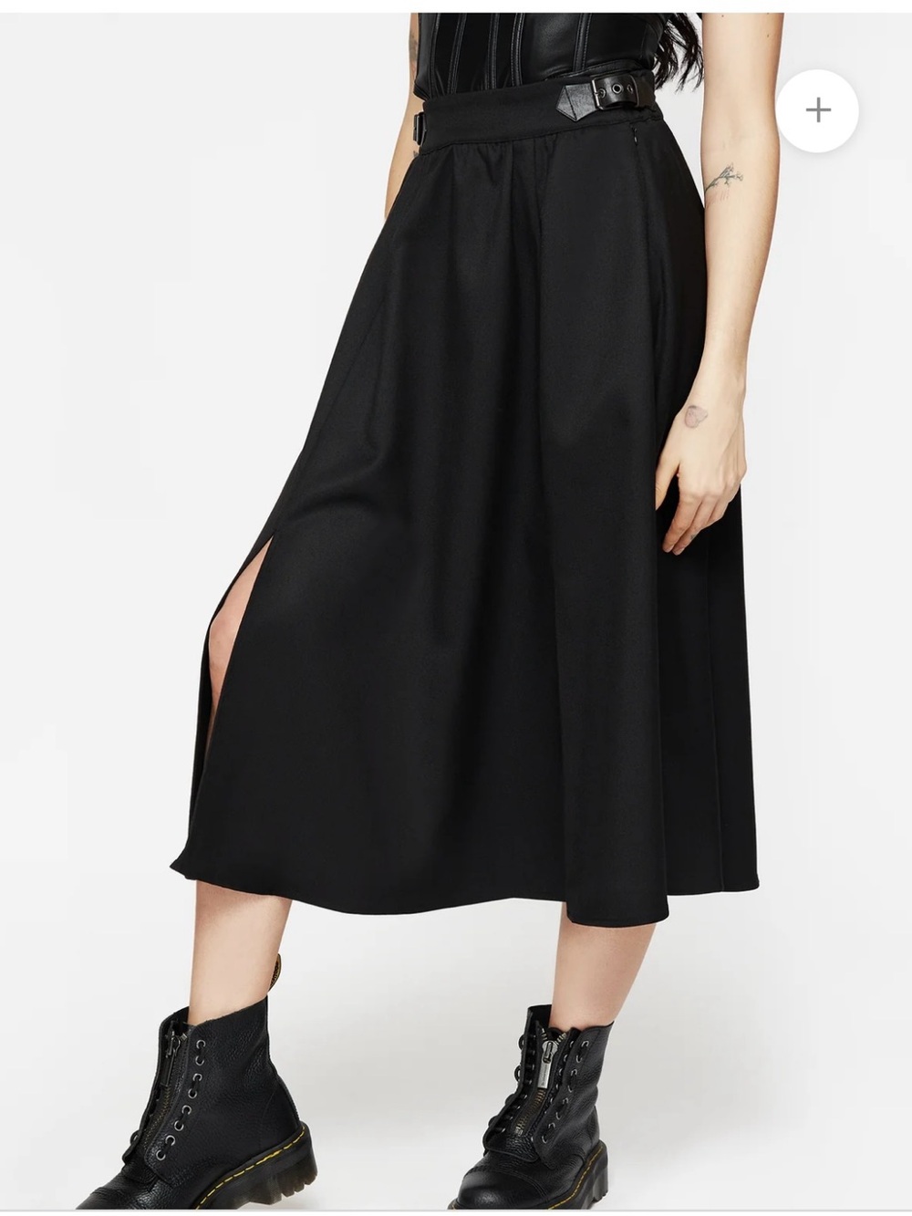 NWOT Disturbia Nightingale Buckled Midi Skirt - Black Sz 14 Goth Grunge